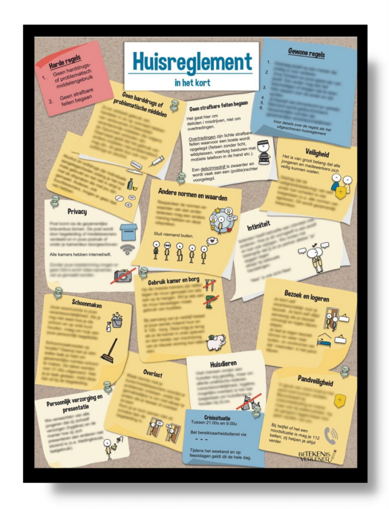 Illustratie huisreglement 2Live met huisregels voor jongeren binnen de woning en organisatie.